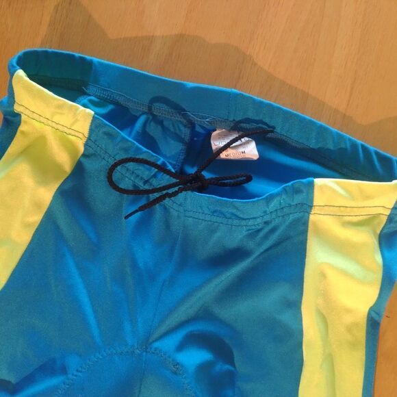 Vintage 90s Bellwether Neon Stripe Spandex Cycling Shorts Athletic - Picture 2 of 6